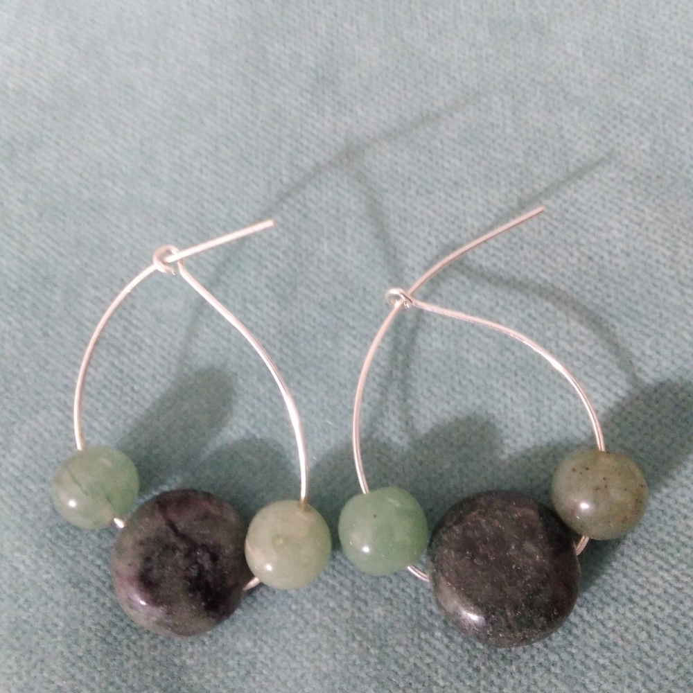 Jade and other natural  stone earrings